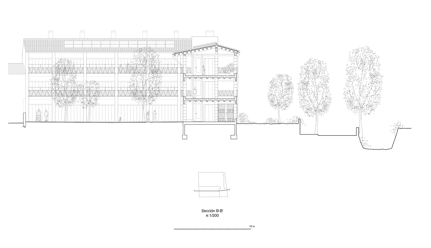 "18 Intergenerational Social Housing", di Emiliano López Mónica Rivera Arquitectos, Maiorca (Spagna). Sezione.