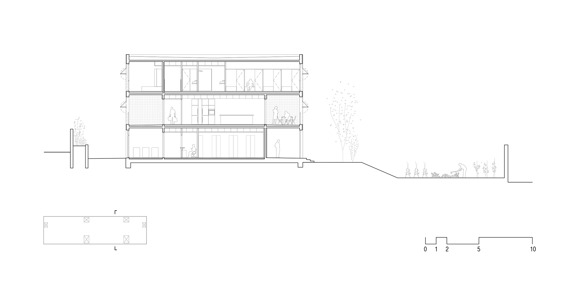 "Shelter for homeless women", Vivas Arquitectos (Spagna). Sezione B